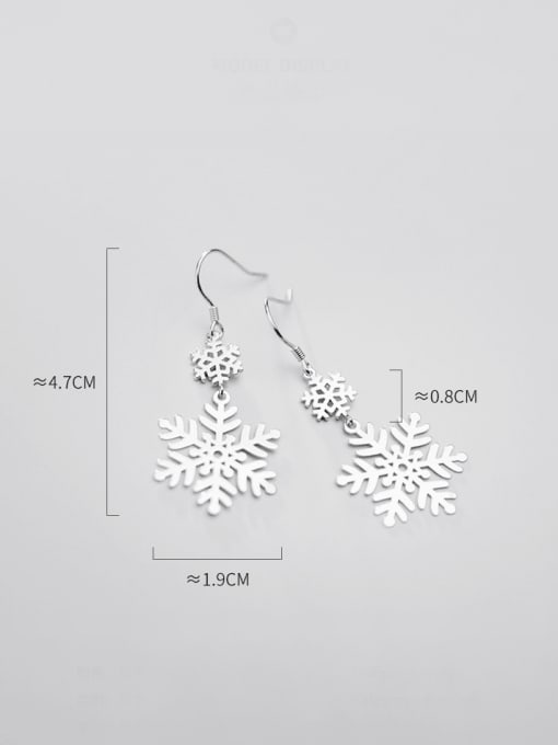 Rosh 925 Sterling Silver Snowflakes Minimalist Christmas Hook Earring 1