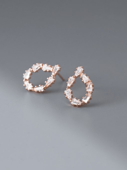 rose gold 925 Sterling Silver Cubic Zirconia Water Drop Statement Stud Earring