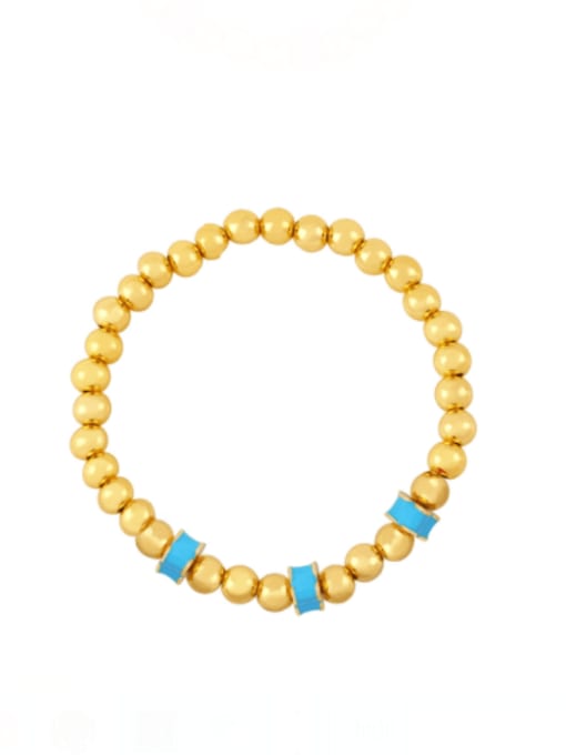 Light blue Brass Enamel Geometric Minimalist Beaded Bracelet