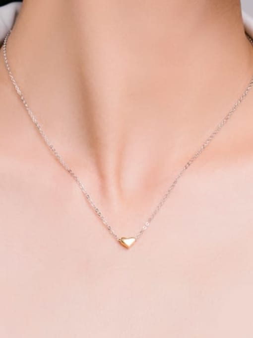 MODN 925 Sterling Silver Minimalist Heart  Pendant Necklace 1