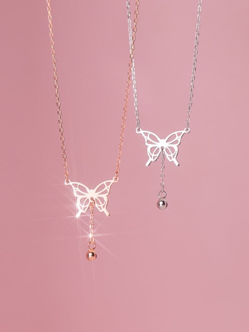 Rosh 925 Sterling Silver Butterfly Minimalist Lariat Necklace
