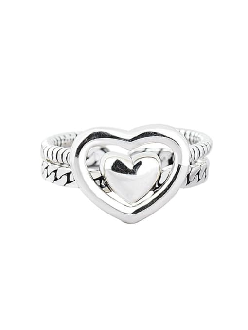 XBOX 925 Sterling Silver Heart Vintage Band Ring 3