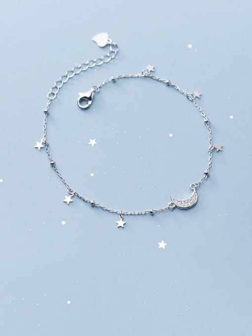 Rosh 925 Sterling Silver  Minimalist  Star Moon Link Bracelet 0