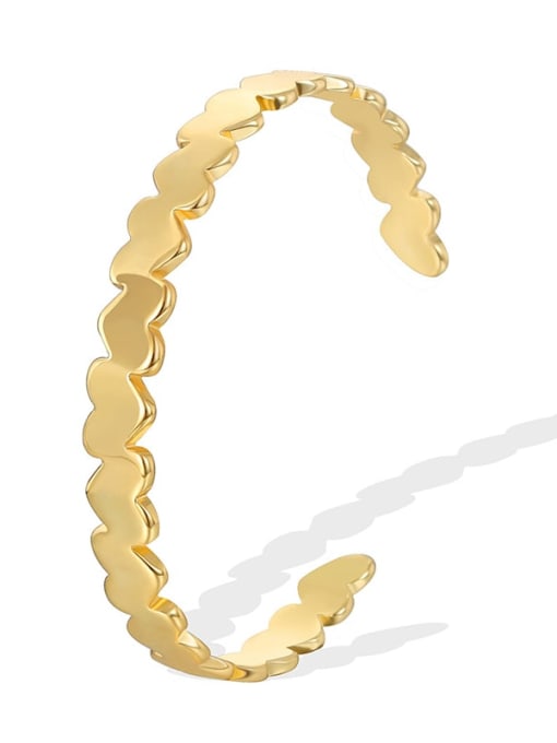 Gold Love Bracelet Brass Smooth Heart Minimalist Cuff Bangle