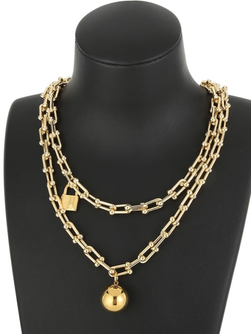 KN200872 Z, Gold Necklace Titanium Steel Ball Lock and U shape Necklace