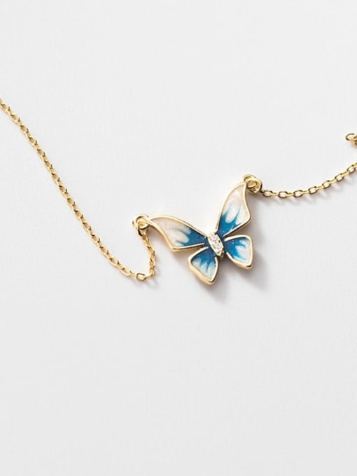 Rosh 925 Sterling Silver Enamel Butterfly Minimalist Necklace 1