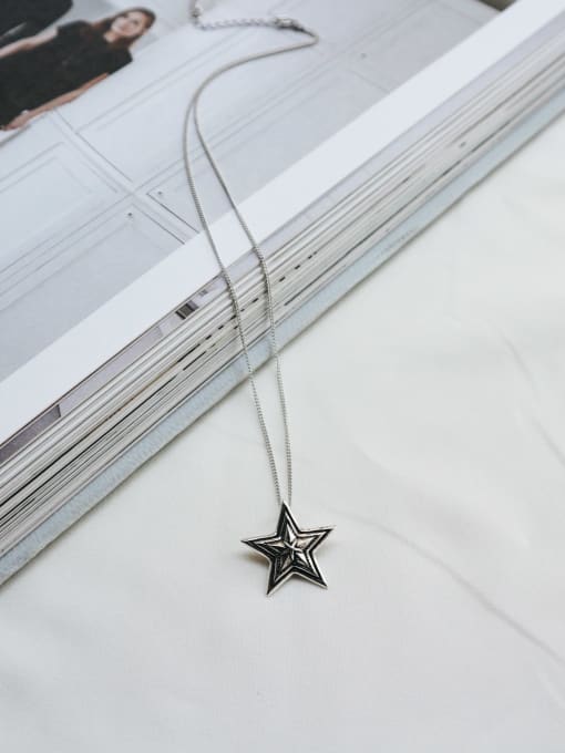 Boomer Cat 925 Sterling Silver With Antique star Necklaces 0
