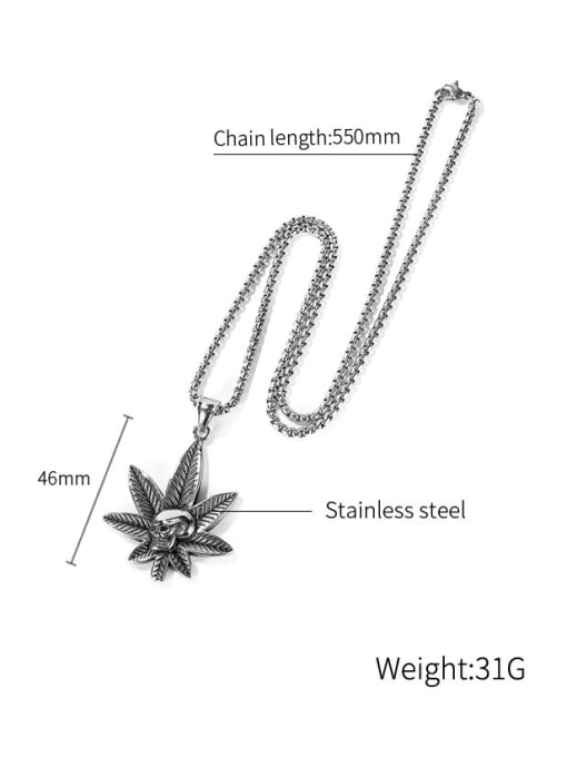 Open Sky Titanium Steel Leaf Hip Hop Necklace 2
