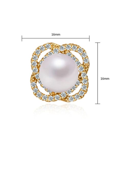 BLING SU Copper Imitation Pearl Flower Dainty Stud Earring 2