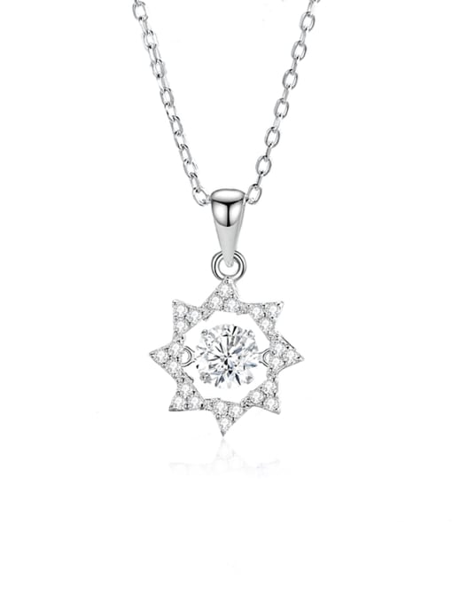 FDTD 029 Mosang White Diamond Platinum 925 Sterling Silver Moissanite Eight- Pointed Star Dainty Necklace