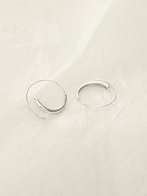 ES2030 【 Platinum 】 925 Sterling Silver Geometric Minimalist Hook Earring