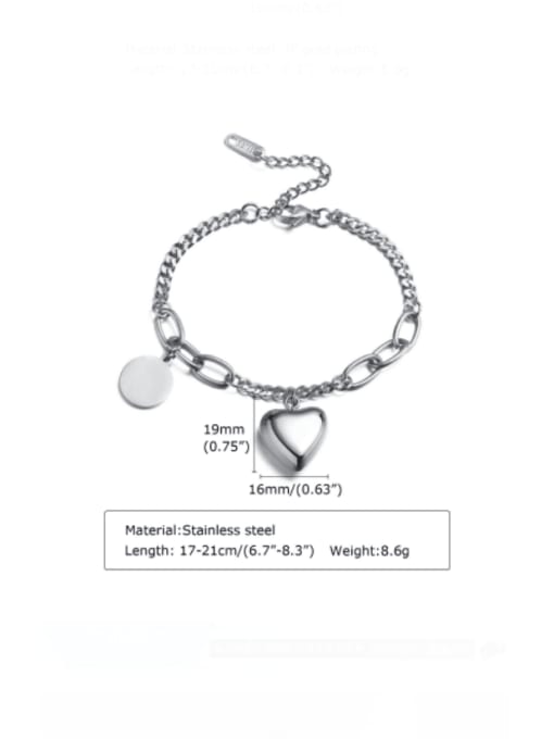 BR 1235 Steel Titanium Steel Imitation Pearl Heart Vintage Strand Bracelet