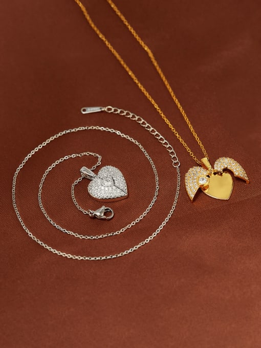 Open Sky Brass Cubic Zirconia Heart Dainty Necklace 4