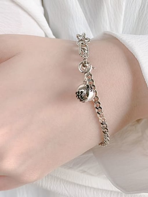 KDP-Silver 925 Sterling Silver Geometric Vintage Adjustable +Asymmetrical  Chain Bracelet 1