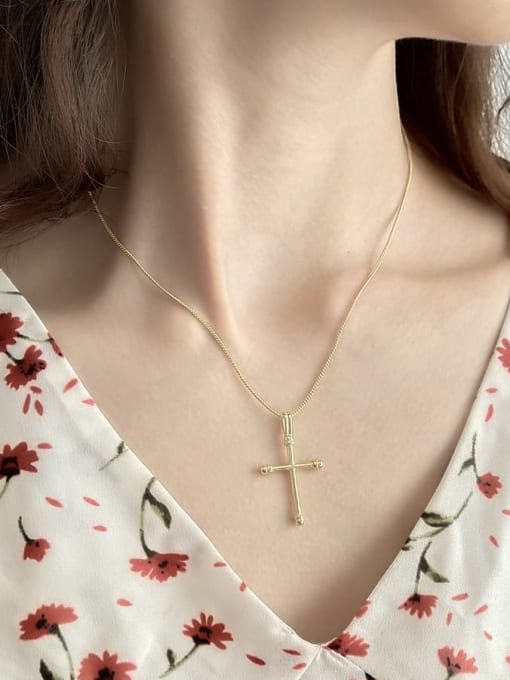 Boomer Cat 925 Sterling Silver Classic Cross Regligious Necklace 1