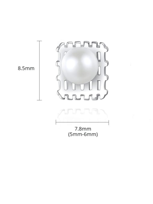 CCUI 925 Sterling Silver Freshwater Pearl Geometric Minimalist Stud Earring 4