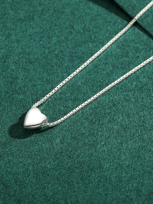 MODN 925 Sterling Silver  Minimalist Smotth Heart Pendant Necklace 3