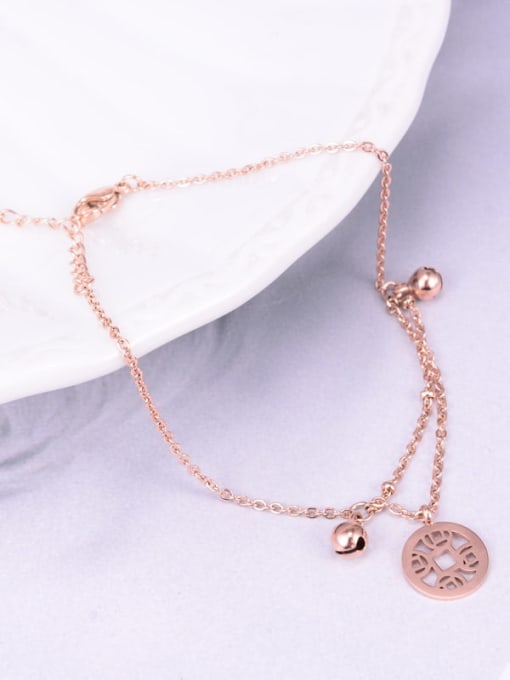 A TEEM Titanium Hollow Round Coins Bell   Anklet 0