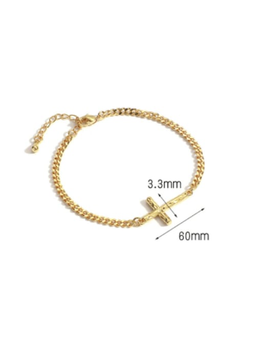CHARME Brass Cross Minimalist Link Bracelet 2