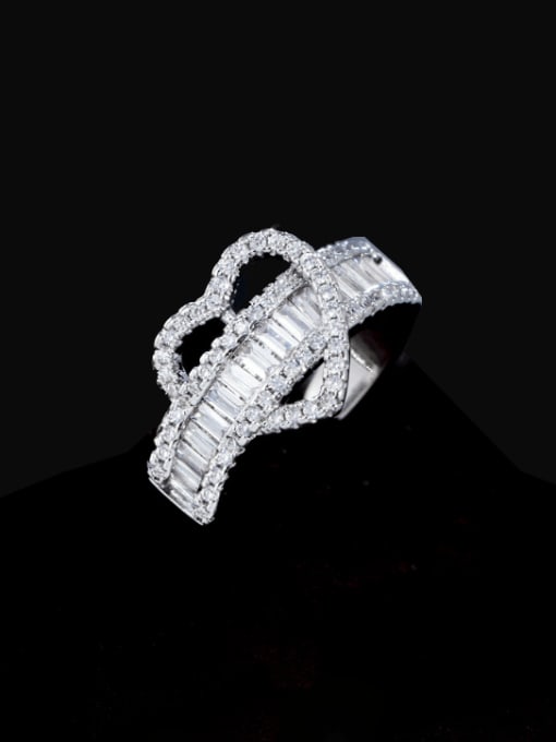 L.WIN Brass Cubic Zirconia Heart Luxury Band Ring 0