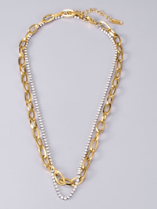 A TEEM Titanium Steel Hollow Geometric Chain Vintage Multi Strand Necklace 0