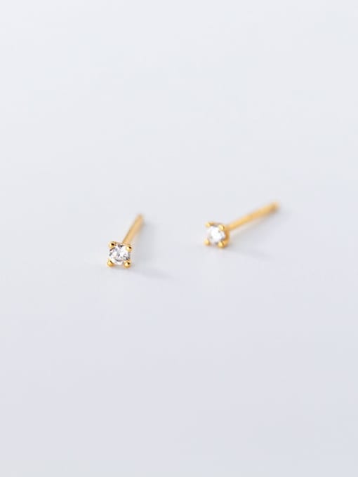 Ear Stud  Gold 925 Sterling Silver Cubic Zirconia Geometric Minimalist Clip Earring