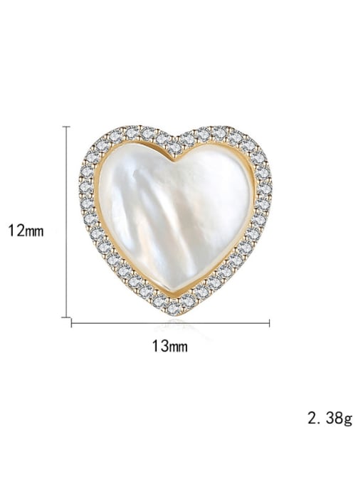 CCUI 925 Sterling Silver Shell White Heart Minimalist Stud Earring 3