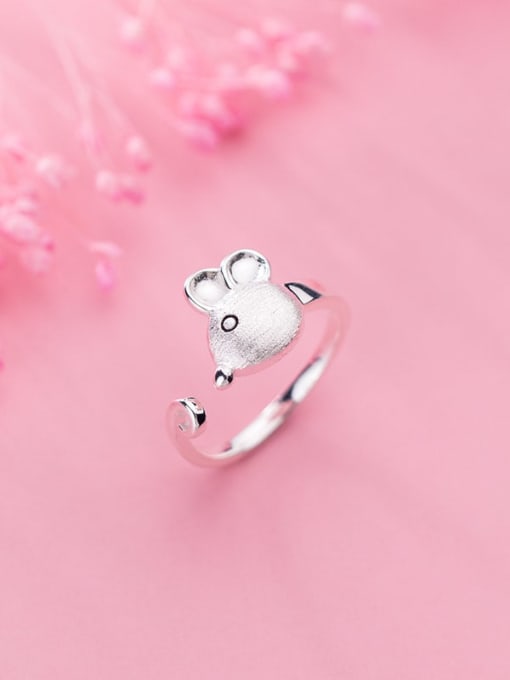 Rosh 925 Sterling Silver Mouse Minimalist free size Midi Ring 1