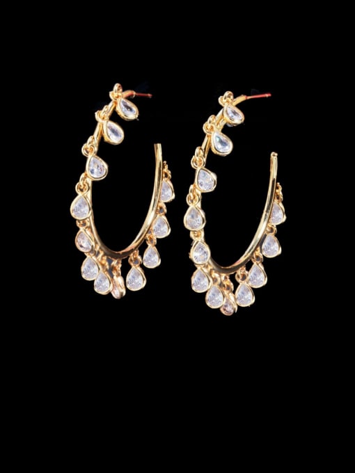 L.WIN Brass Cubic Zirconia Geometric Luxury Cluster Earring 3