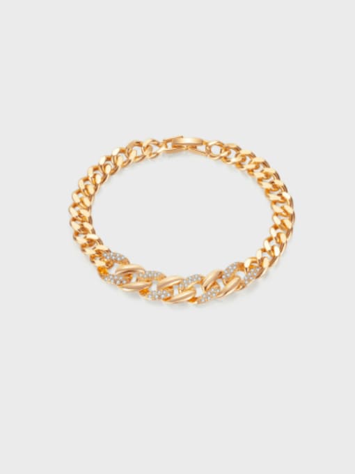 1006 Copper Bracelet Brass Rhinestone Geometric Minimalist Link Bracelet