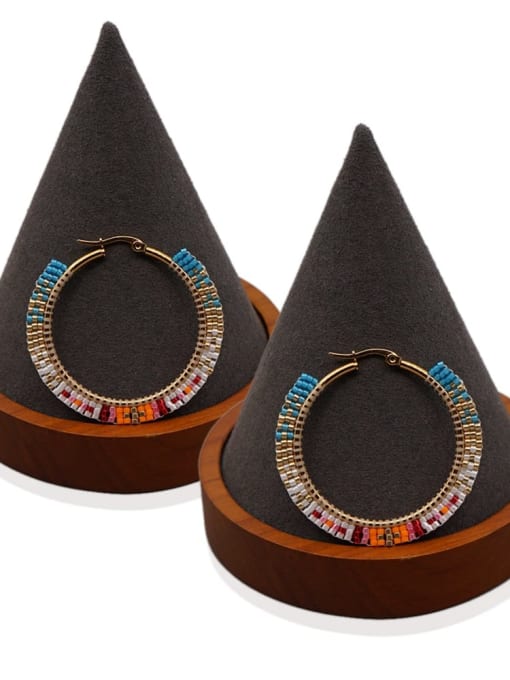 Roxi Stainless Steel Multi Color Miyuki Beads Geometric Bohemia Pure Handmade Earring 1