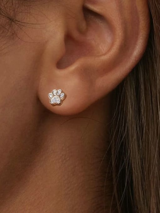 Jare 925 Sterling Silver Cubic Zirconia Palm Trend Stud Earring 1