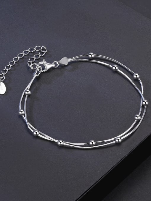 RINNTIN 925 Sterling Silver Irregular Minimalist Strand Bracelet 3