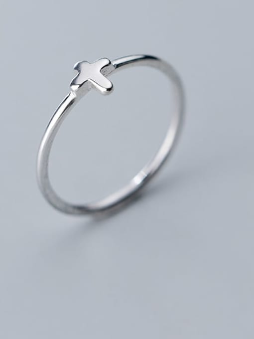 Rosh 925 Sterling Silver Smooth Cross Minimalist Free size Ring 1
