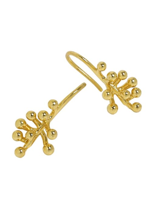 18K Gold 925 Sterling Silver Flower Vintage Hook Earring