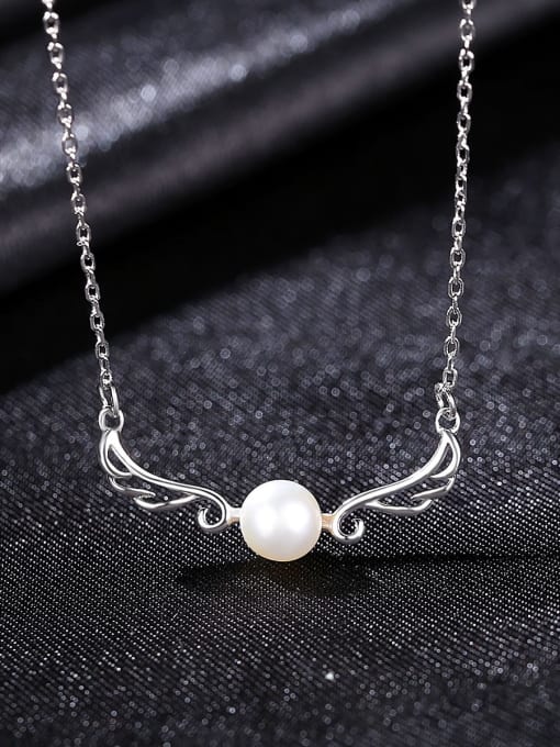 CCUI 925 Sterling Silver Freshwater Pearl Irregular Minimalist Necklace 3