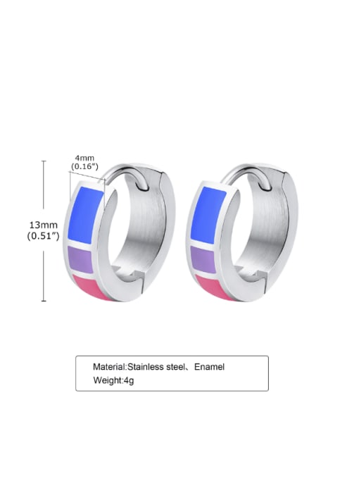 PE 015 pair Stainless steel Enamel Geometric Minimalist Huggie Earring