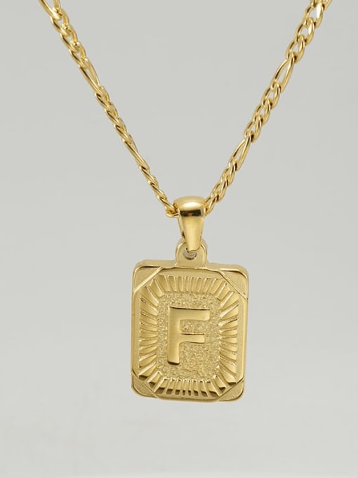 Gold F Titanium Steel Letter Hip Hop coin Necklace with 26 letters