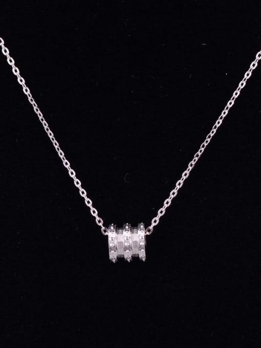 silvery Titanium Rhinestone White Round Minimalist Choker Necklace