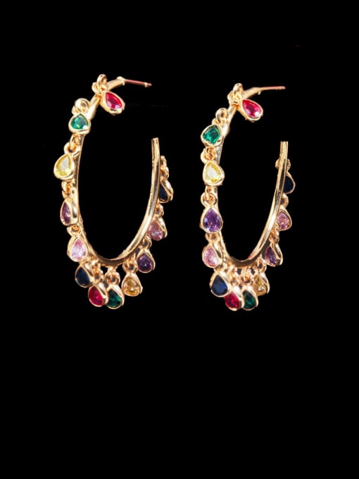 L.WIN Brass Cubic Zirconia Geometric Luxury Cluster Earring