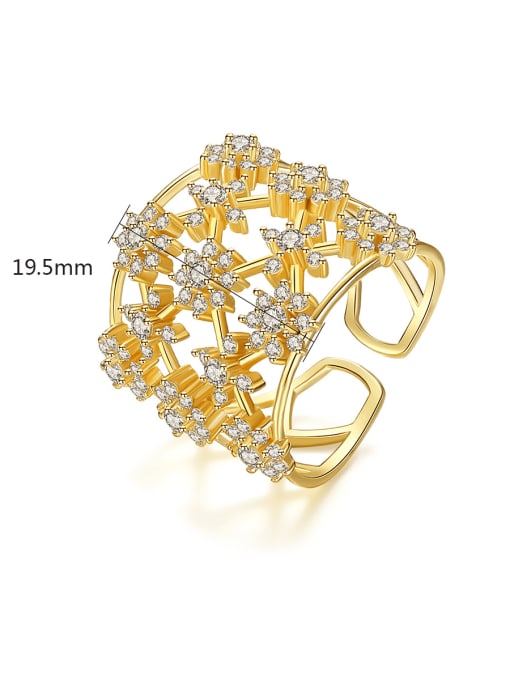 BLING SU Copper Cubic Zirconia Flower Luxury Band Ring 3