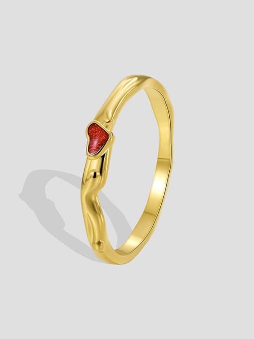 CHARME Brass Enamel Heart Minimalist Band Ring