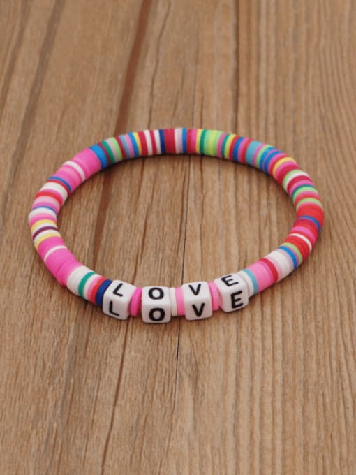 Roxi Stainless steel Multi Color Polymer Clay Letter Bohemia Stretch Bracelet 4