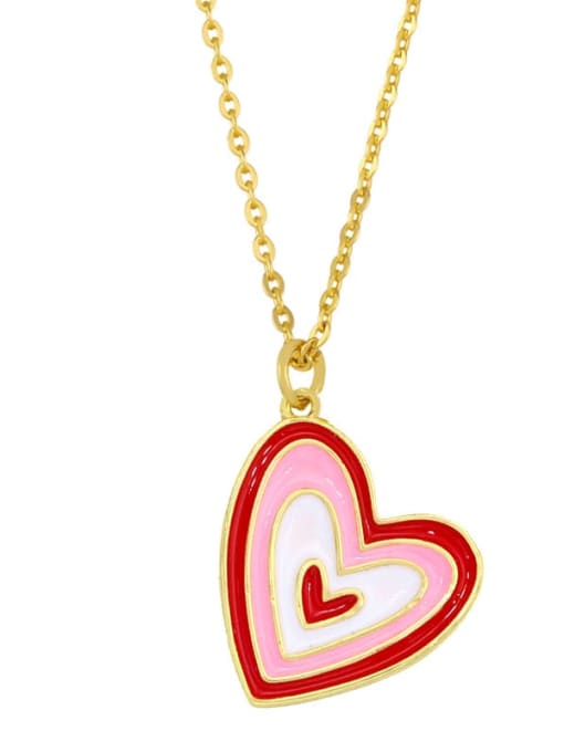CC Brass Enamel Rainbow Minimalist Heart-shaped Pendant Necklace 1