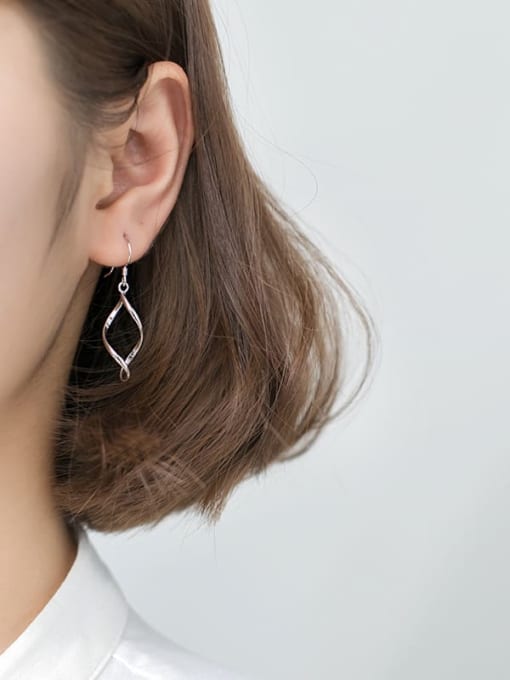 Rosh 925 Sterling Silver Geometric Minimalist Hook Earring 2