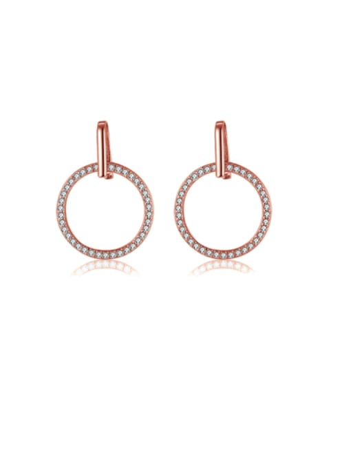 rose gold 925 Sterling Silver Cubic Zirconia Geometric Minimalist Drop Earring