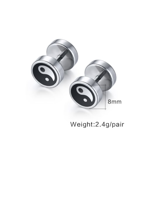 CONG Titanium Steel Enamel Round Minimalist Stud Earring 1