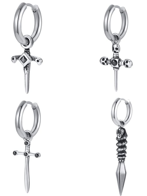 CONG Stainless steel Cross Hip Hop Single Earring( Single-Only One)
