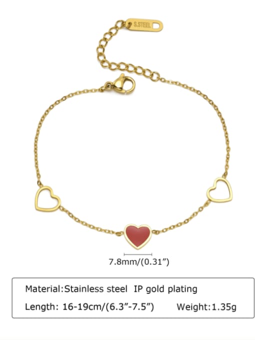 CONG Titanium Steel Enamel Heart Minimalist Link Bracelet 2