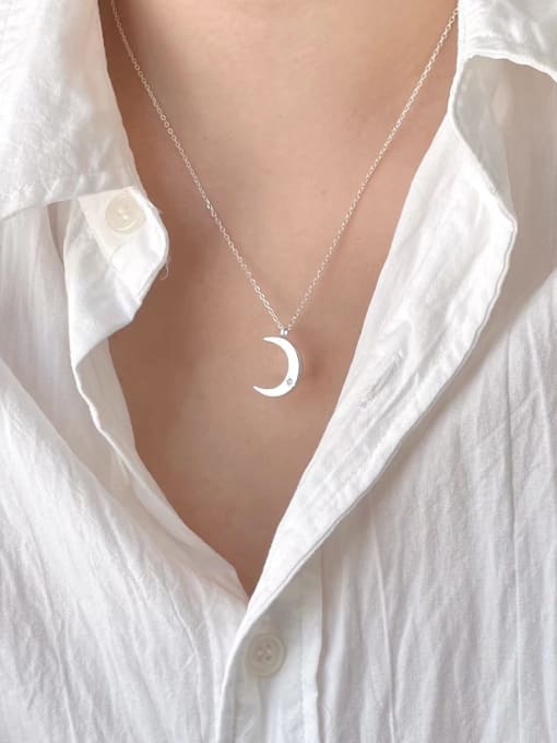 Boomer Cat 925 Sterling Silver Moon Minimalist Necklace 1